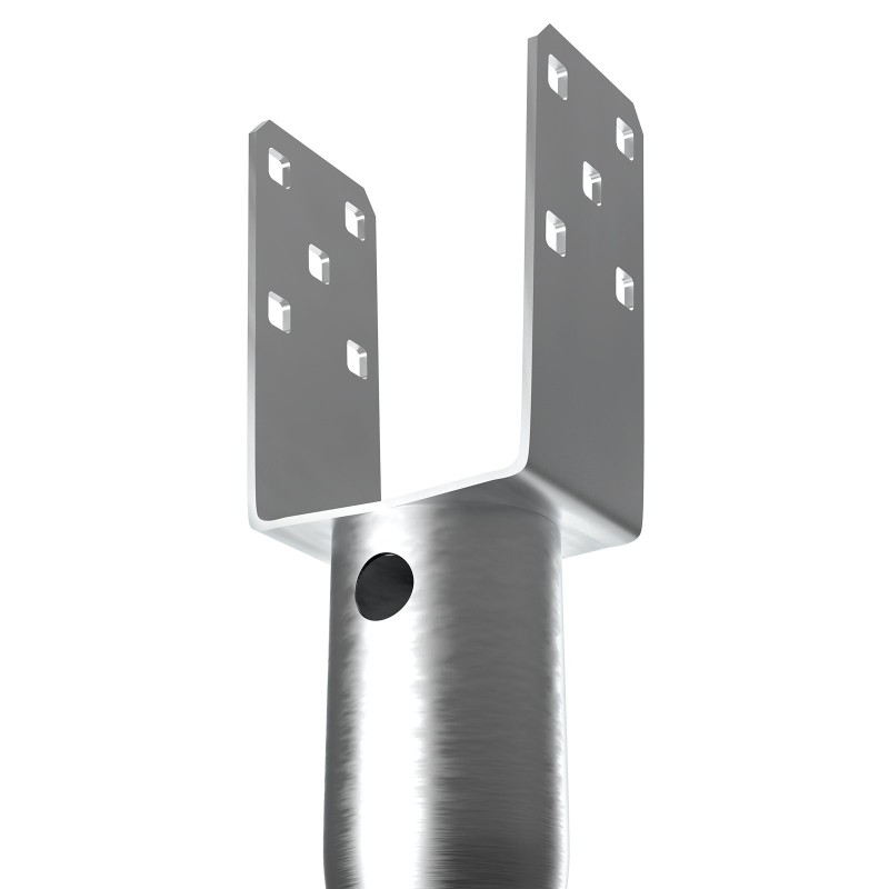 Maahan ruuvattava teräksinen tolpanpidike 89 mm 1 kpl postilaatikoille ja aitatolpille