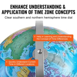 Maapallo ABS-muovinen 33 cm metallijalustalla 720 asteen pyörintä opetuskäyttöön