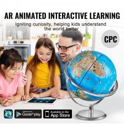 Maapallo ABS-muovi 254 mm lisätyn todellisuuden sovelluksella LED-yövalolla metallijalustalla 720°