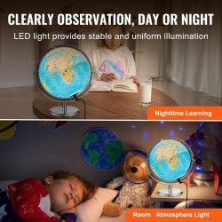Maapallo ABS-muovi 254 mm lisätyn todellisuuden sovelluksella LED-yövalolla metallijalustalla 720°