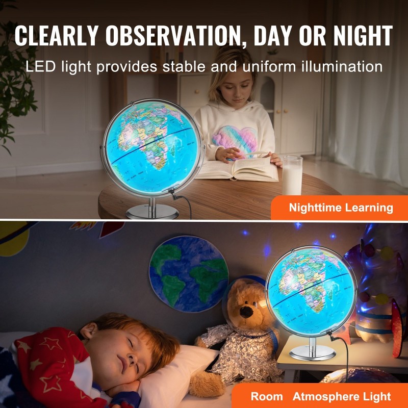 Vuorovaikutteinen puhuva maapallo muovinen 9 tuuman kosketuskynä led-yövalo USB-liitäntä