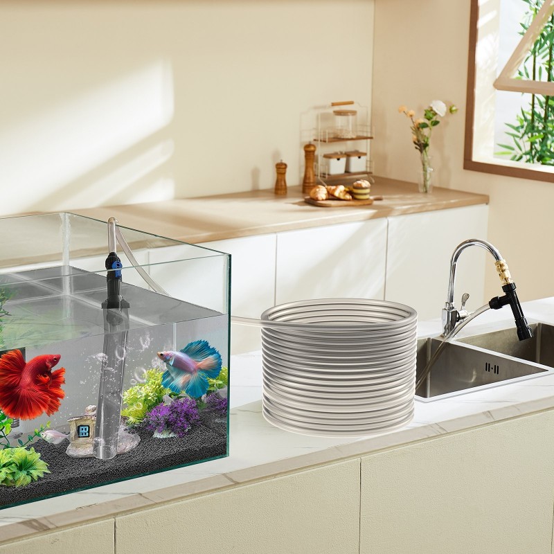 Akvaarion soranpuhdistaja vedenvaihtoon PVC-letku 15,2 m 3 messinkistä sovitinta