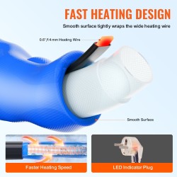 Lämmitettävä PVC-vesiletku 15,2 m matkailuautoon juomavedelle turvallinen -42,7°C