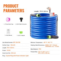 Lämmitetty juomavesiletku 22,9 m 5/8 tuuman sisähalkaisija -42,7 °C pikaliittimillä