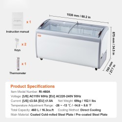 Jäätelön esillepanopakastin 460 L lasikannella 5 lankakorilla 2 liukuovella lukittavilla pyörillä