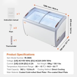 Jäätelöallas 362 l liukuva lasikansi 4 lankakoria lukittavat pyörät
