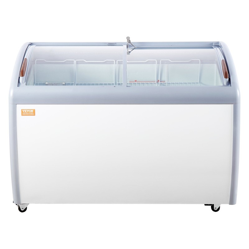 Jäätelöallas 362 l liukuva lasikansi 4 lankakoria lukittavat pyörät