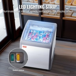 Jäätelövitriini 154 l valkoinen lasikansi 2 lankakoria 2 liukuovea lukittavat pyörät