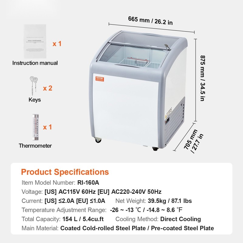 Jäätelövitriini 154 l valkoinen lasikansi 2 lankakoria 2 liukuovea lukittavat pyörät