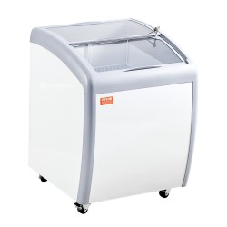 Jäätelövitriini 154 l valkoinen lasikansi 2 lankakoria 2 liukuovea lukittavat pyörät