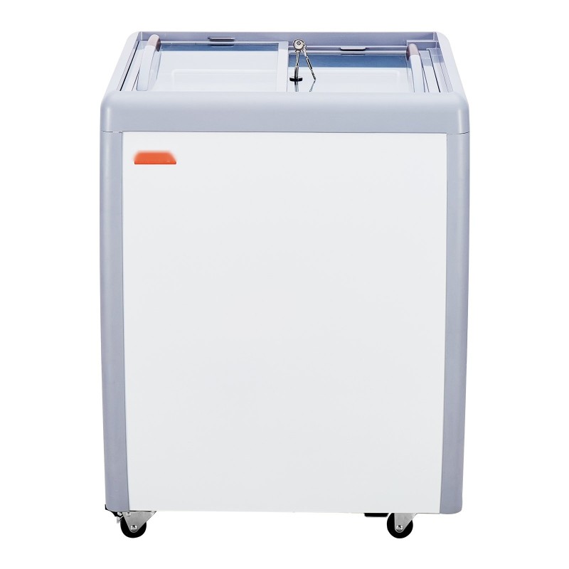 Kaupallinen jäätelövitriini 158 l 4 astiaa lasikansi 2 liukuovea lukittavat pyörät