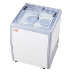 Kaupallinen jäätelövitriini 158 l 4 astiaa lasikansi 2 liukuovea lukittavat pyörät