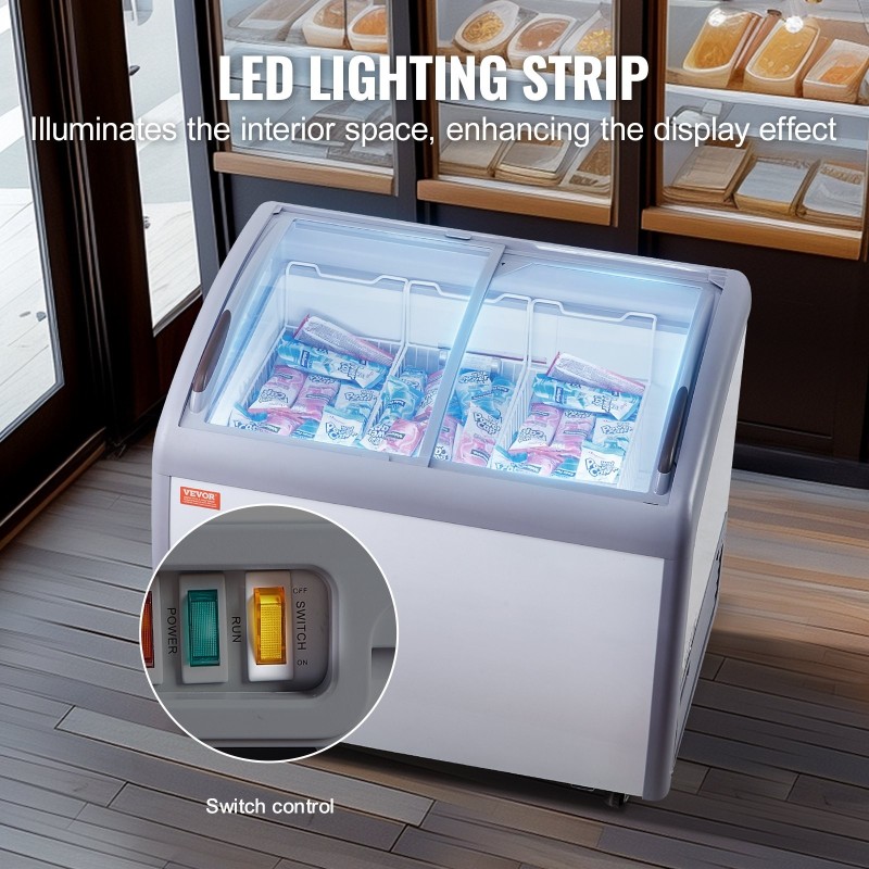 Jäätelöarkkupakastin 264 L lasikannellinen 3 lankakoria valkoinen