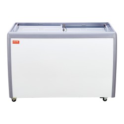 Jäätelövitriini 370 L 8 suurta allasta 2 liukuovea lukittavat pyörät valkoinen