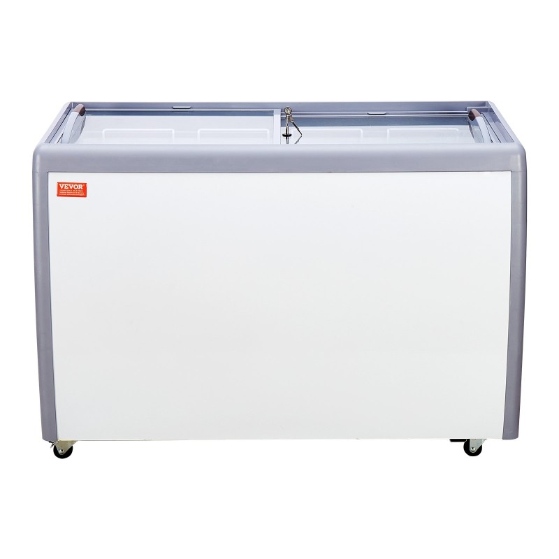 Jäätelövitriini 370 L 8 suurta allasta 2 liukuovea lukittavat pyörät valkoinen