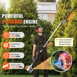 Pensasleikkuri bensiinikäyttöinen 26cc 2-tahtinen 15,7-tuumainen kaksipuolinen terä 270 asteen säädettävä pitkällä varrella