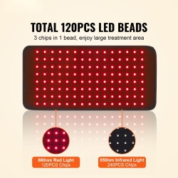 Punavalomatto vartalolle 120 lediä 660 ja 850 nm 410 x 200 mm