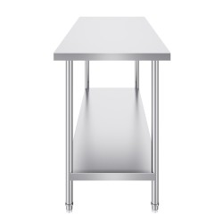 Ruostumattomasta teräksestä tehty työpöytä 610x1829x864 mm säädettävä alataso kolme tasoa