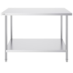 Työpöytä ruostumattomasta teräksestä 762 x 1219 x 864 mm 3-tasoinen alahylly