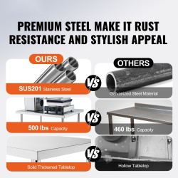 Työtaso ruostumattomasta teräksestä 610x350x955 mm kolmitasoinen nelipyöräinen ammattikeittiöön