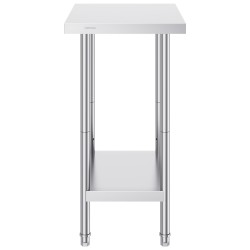 Ruostumaton terästyöpöytä 610×457×864 mm kolmitasoinen alahylly ammattikäyttöön