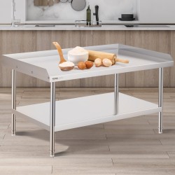 Työtaso ruostumattomasta teräksestä 762x1219x660 mm kolmisivuinen roiskesuoja säädettävä hylly