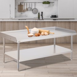 Ruostumattomasta teräksestä valmistettu työpöytä 762×1524×660 mm 3-puoleisella roiskesuojalla