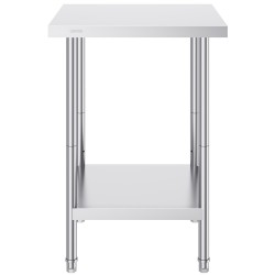 Ruostumaton teräspöytä 61 x 61 x 86,4 cm 3-portainen korkeudensäätö ammattikäyttöön