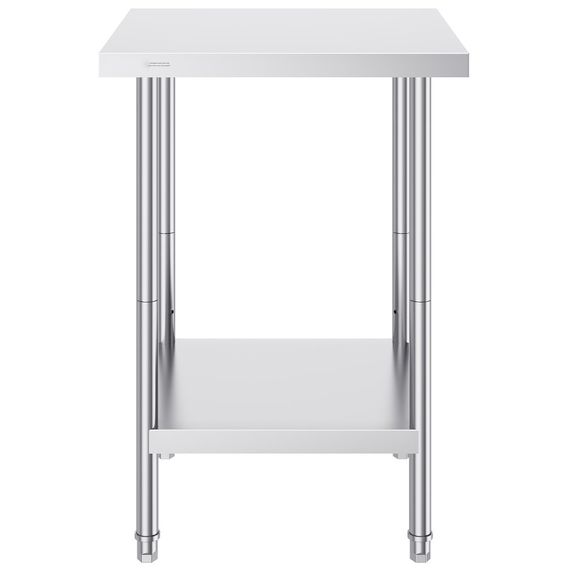 Ruostumaton teräspöytä 61 x 61 x 86,4 cm 3-portainen korkeudensäätö ammattikäyttöön