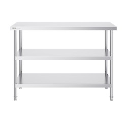 Ruostumaton teräs työtaso 45 7 121 9 cm säädettävällä hyllyllä