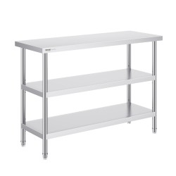 Ruostumaton teräs työtaso 45,7×121,9 cm säädettävällä hyllyllä