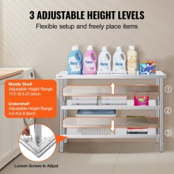 Työtaso ruostumattomasta teräksestä 35,6 x 121,9 x 86,4 cm säädettävällä alahyllyllä ammattikeittiöön