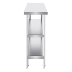 Työtaso ruostumattomasta teräksestä 35,6 x 121,9 x 86,4 cm säädettävällä alahyllyllä ammattikeittiöön