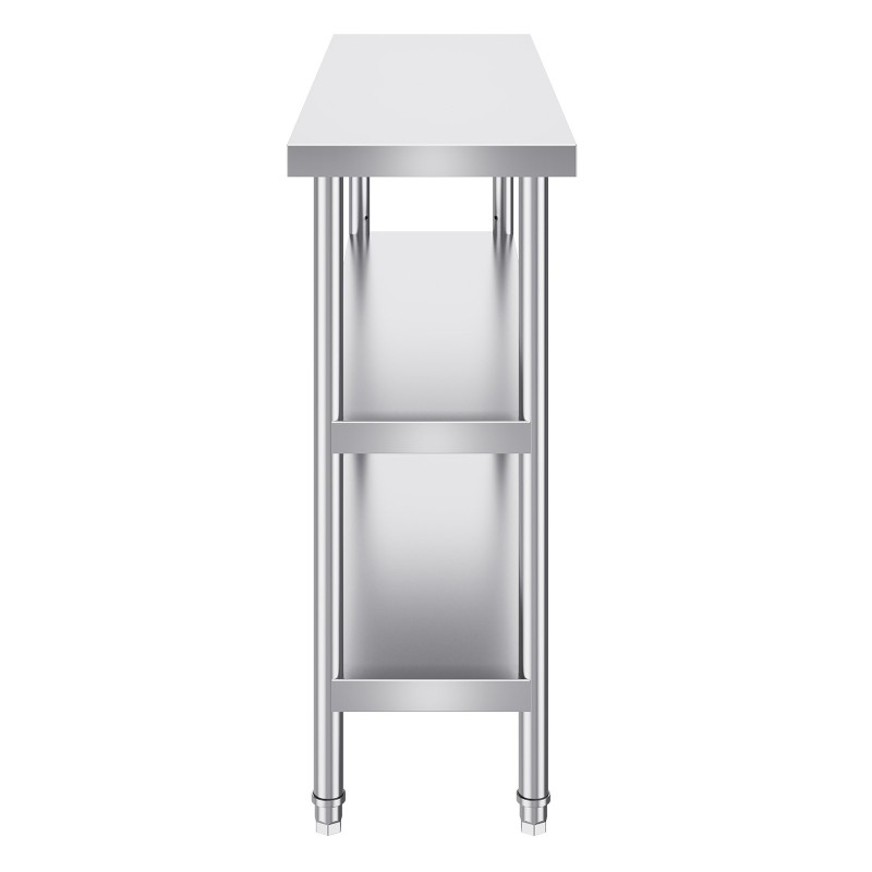 Työtaso ruostumattomasta teräksestä 35,6 x 121,9 x 86,4 cm säädettävällä alahyllyllä ammattikeittiöön