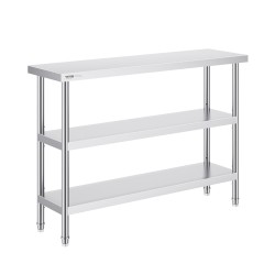 Työtaso ruostumattomasta teräksestä 35,6 x 121,9 x 86,4 cm säädettävällä alahyllyllä ammattikeittiöön