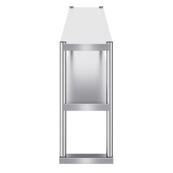 Kaksitasoinen ruostumattomasta teräksestä valmistettu ylähylly korkeussäädettävillä hyllyillä 305 1524 640 mm