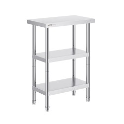 Työtaso ruostumattomasta teräksestä 356x610x864 mm ammattikeittiöön säädettävällä hyllyllä