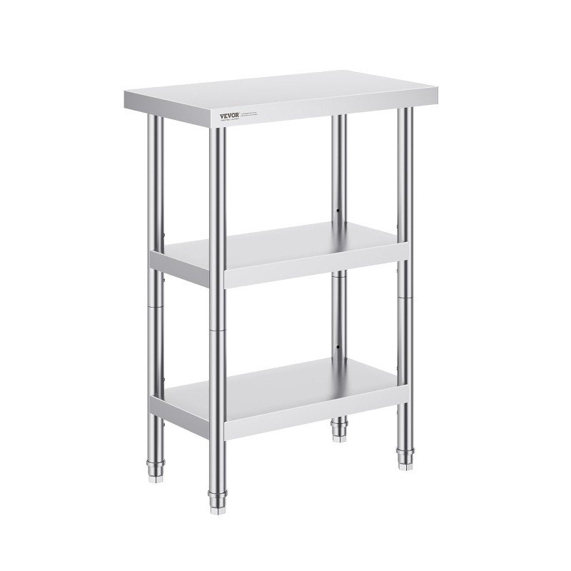 Työtaso ruostumattomasta teräksestä 356x610x864 mm ammattikeittiöön säädettävällä hyllyllä