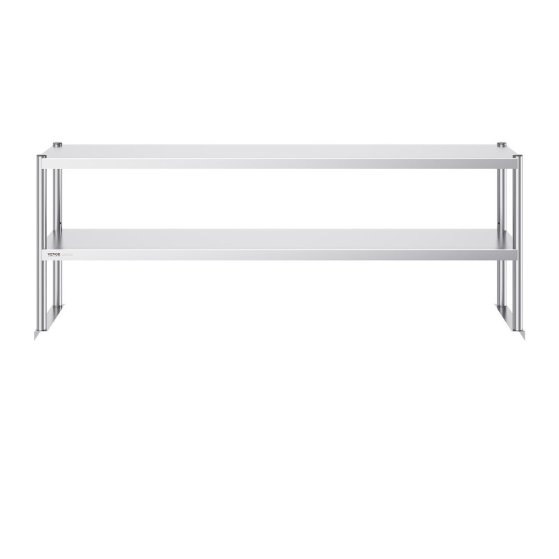 Kaksitasoinen ruostumaton teräs ylähylly 305 x 1829 mm korkeussäädettävä esivalmistelupöydälle