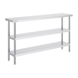 Ruostumaton teräspöytä SUS201 35,6×152,4×86,4 cm ammattikeittiöön säädettävällä hyllyllä