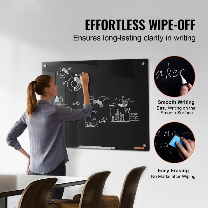 Lasikirjoitustaulu karkaistu lasi 600×900 mm magneettinen kehyksetön kuivapyyhittävä