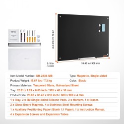 Lasikirjoitustaulu karkaistu lasi 600×900 mm magneettinen kehyksetön kuivapyyhittävä