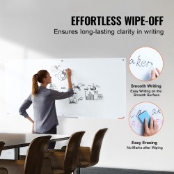 Magneettinen karkaistu valkoinen lasitaulu 915x1829 mm reunaton mukana kynäkaukalo
