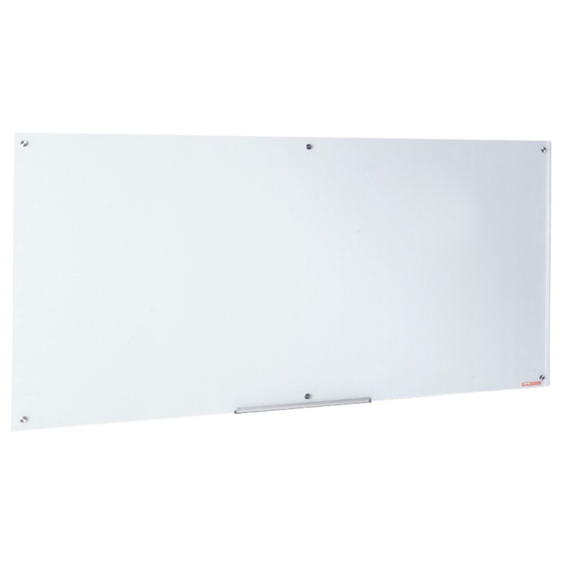 Magneettinen karkaistu valkoinen lasitaulu 915x1829 mm reunaton mukana kynäkaukalo