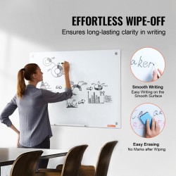 Magneettinen karkaistu lasitaulu 900 x 600 mm valkoinen kehyksetön