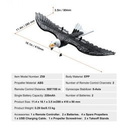 Radio-ohjattava lentokone EPP-runko 41cm siipiväli 2,4 GHz 2-kanavainen 6-akselinen gyro-vakain 2 akkua