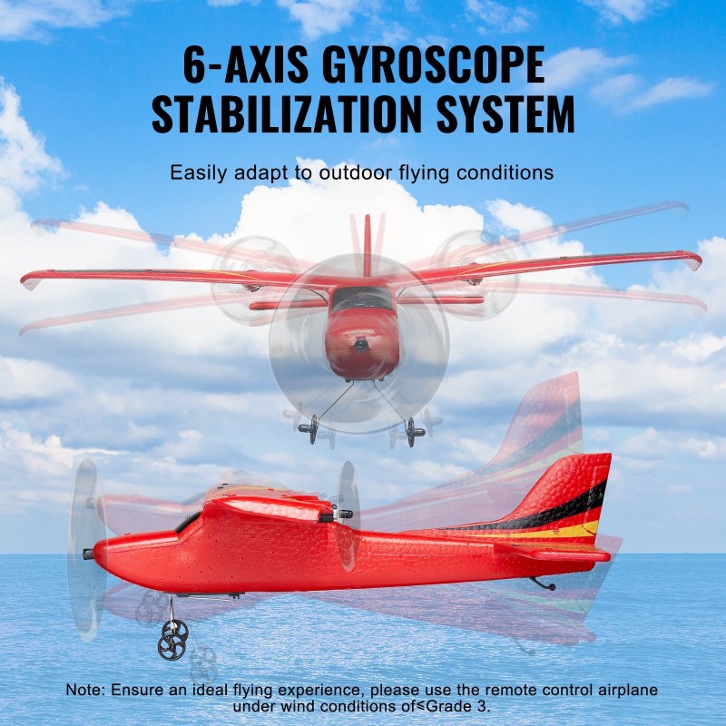 Radio-ohjattava EPP-runkoinen lentokone 2-kanavainen 2.4GHz 6-akselinen gyrostabilisaattori kahdella akulla