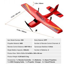 Radio-ohjattava EPP-runkoinen lentokone 2-kanavainen 2.4GHz 6-akselinen gyrostabilisaattori kahdella akulla
