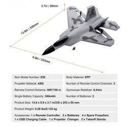 Kauko-ohjattava lentokone EPP runko 2,4GHz 2-kanavainen 6-akselin gyrovakautin kahdella akulla