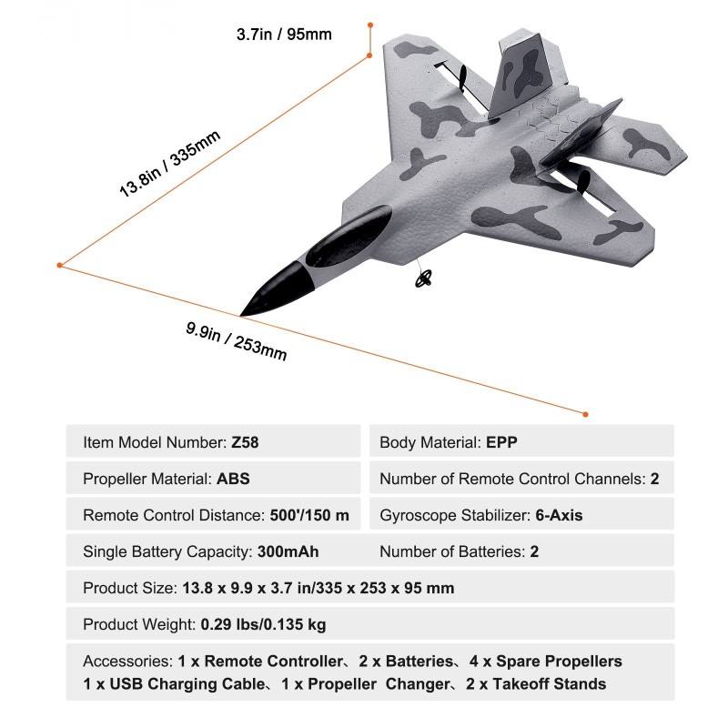 Kauko-ohjattava lentokone EPP runko 2,4GHz 2-kanavainen 6-akselin gyrovakautin kahdella akulla
